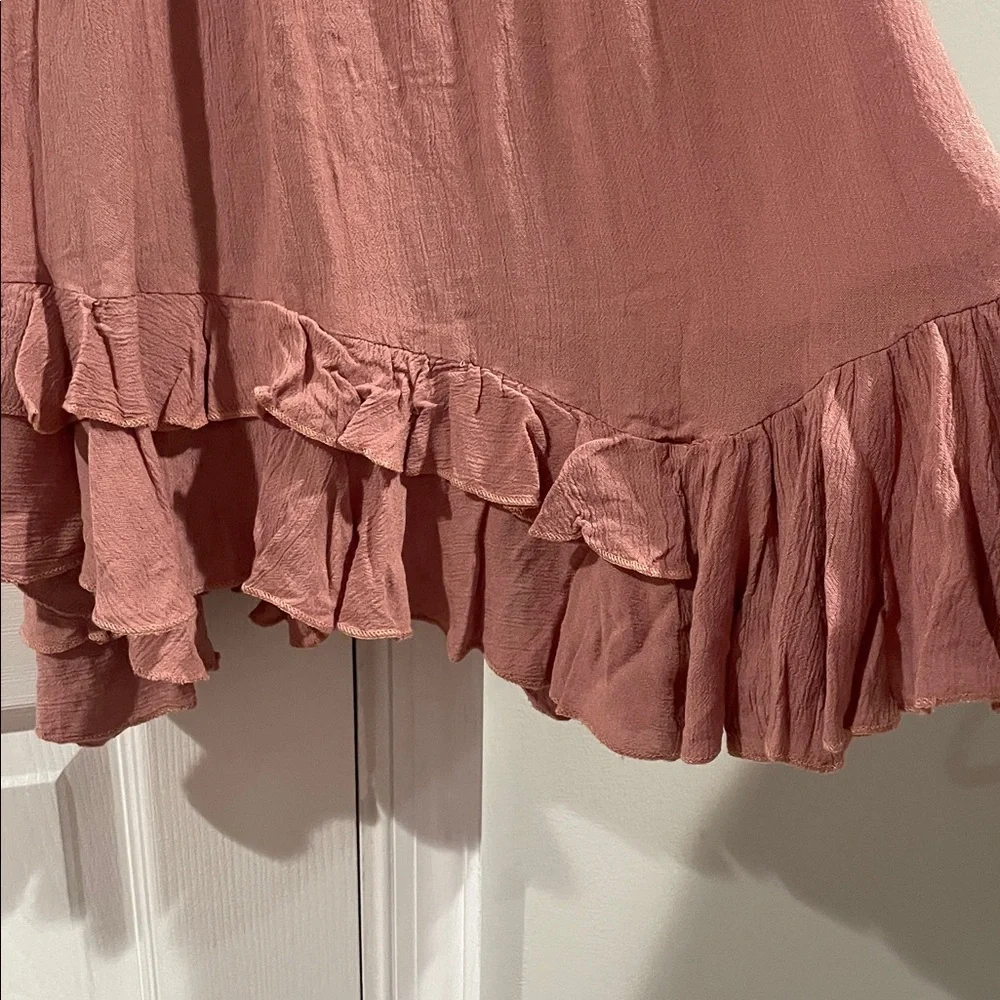 Free People One- Lace Bodice Tiered Ruffle Sundress - Dusty Rose- Size Small - Picture 4 of 12